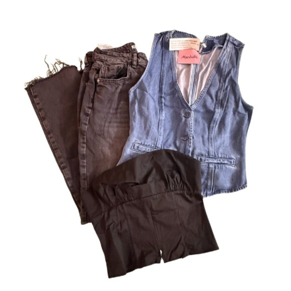 STYLE BUNDLE: NWT YFB Vest + KHY Top + GW ZARA Jeans, S/4 (BB1717B) - Picture 2 of 8